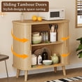 thumbnail image 5 of Xixini Sideboard Buffet Cabinet with Sliding Door, 31.5" Wide Fluted Modern Accent Cabinet with Adjustable Shelves, Wood Coffee Bar Buffet Console Table for Kitchen, Dining Room, Living Room, Oak, 5 of 16