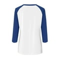 thumbnail image 5 of Breezora Womens Casual Summer Printed 3 4 Sleeve Button Down Blouse Raglan Shirt with Color Block Design XL Size Blue, 5 of 5
