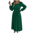 thumbnail image 2 of Roncen Pleated Maxi Dress, Square Neck A Line, Fall Holiday, Long Sleeve Modest Business Casual Flowy Dresses for Women, 2 of 9