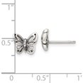 thumbnail image 3 of Sterling Silver Antiqued Cz Butterfly Post Earrings (7.86 X 9.11) Made In Thailand qe16560, 3 of 5