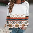 thumbnail image 2 of Tshirts Shirts for Women Ethnic Graphic Round Neck Pullover Long Sleeve Vintage Aztec Shirts Casual Loose Tunic Tops on Womens Sweatshirt, 2 of 6