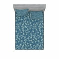 thumbnail image 2 of Ambesonne Floral Fitted Sheet & Pillow Sham Set, Twiggy Spring Petal Blue, Twinxl, Pale Green Slate Blue, 2 of 3