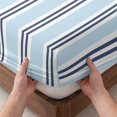 thumbnail image 3 of King Size Fitted Sheet Set - Light Blue Striped 3 Piece Bedding Sets 16" Deep Pocket Fitted Sheet with 2 Pillowcases, Minimalist Vertical Stripes Brushed Microfiber Hotel Luxury Bed Sheets, 3 of 9