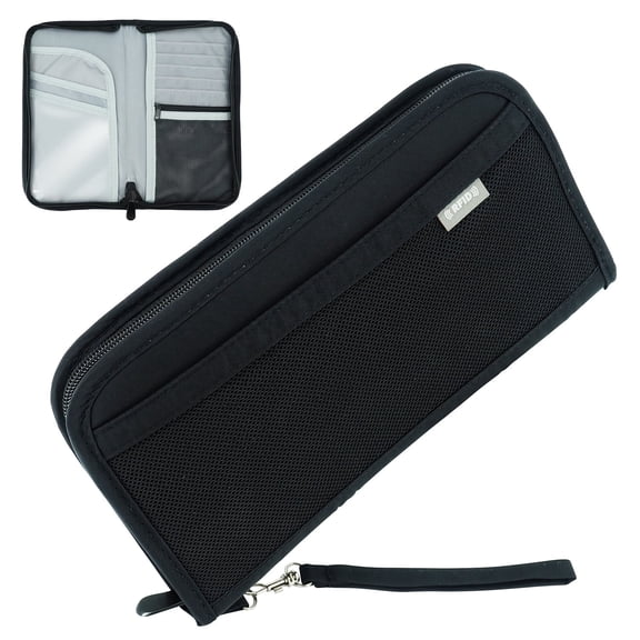 Fosmon Passport Holder for Travel, Slim Travel Document Lightweight Organizer Case Cover with ID & Credit Card Pockets for Men and Women, Black