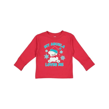 

Inktastic Polar Bear My Abuela Loves Me in Santa Hat with Snowflakes Gift Toddler Boy or Toddler Girl Long Sleeve T-Shirt