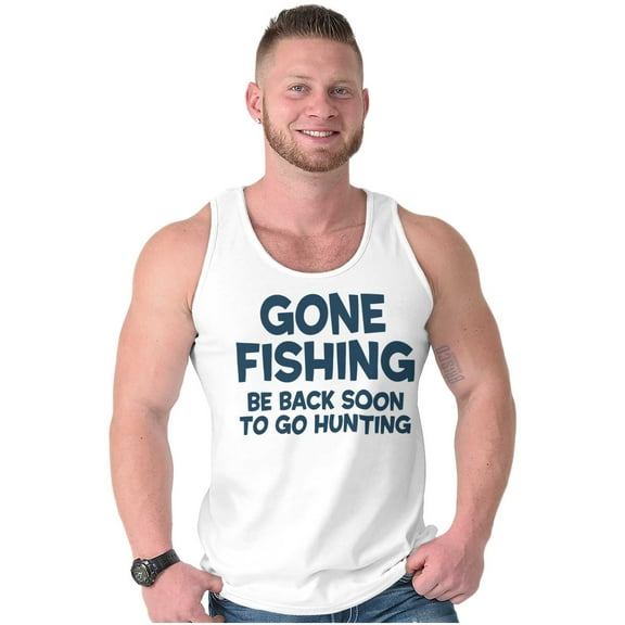 Funny Dad Gone Fishing Hunting Season Tank Top Sleeveless Tee Men Brisco Brands S