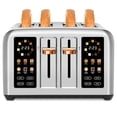 thumbnail image 1 of SEEDEEM Tostadora de 4 rebanadas, acero inoxidable, pantalla táctil para control dual, temporizador digital, tostadora inteligente con 6 tipos de pan, 7 ajustes de sombra, ranura de 1.5 pulgadas de an, 1 of 5