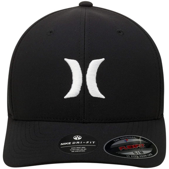 Hurley Men's One and Only DRI-Fit Flex Fit Hat (S/M, Black/White)