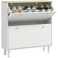 thumbnail image 1 of HOMCOM Narrow Shoe Storage Cabinet with Adjustable Shelves, White, 1 of 10