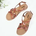 thumbnail image 2 of Ataiwee Women's Flat Slide Sandals - Fashion Adjustable Cross Strappy Braided Flat Summer Shoes., 2 of 6