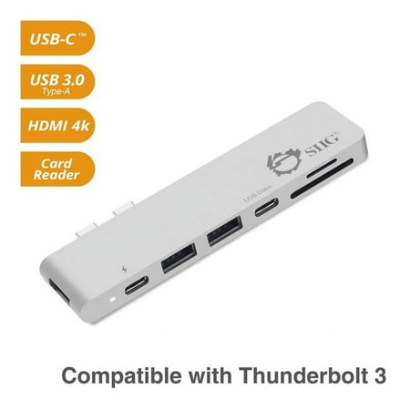 UPC: 0662774040974 | SIIG JU-TB0412-S1 Thunderbolt 3 USB-C Hub HDMI with Card Reader & PD Adapter – Silver