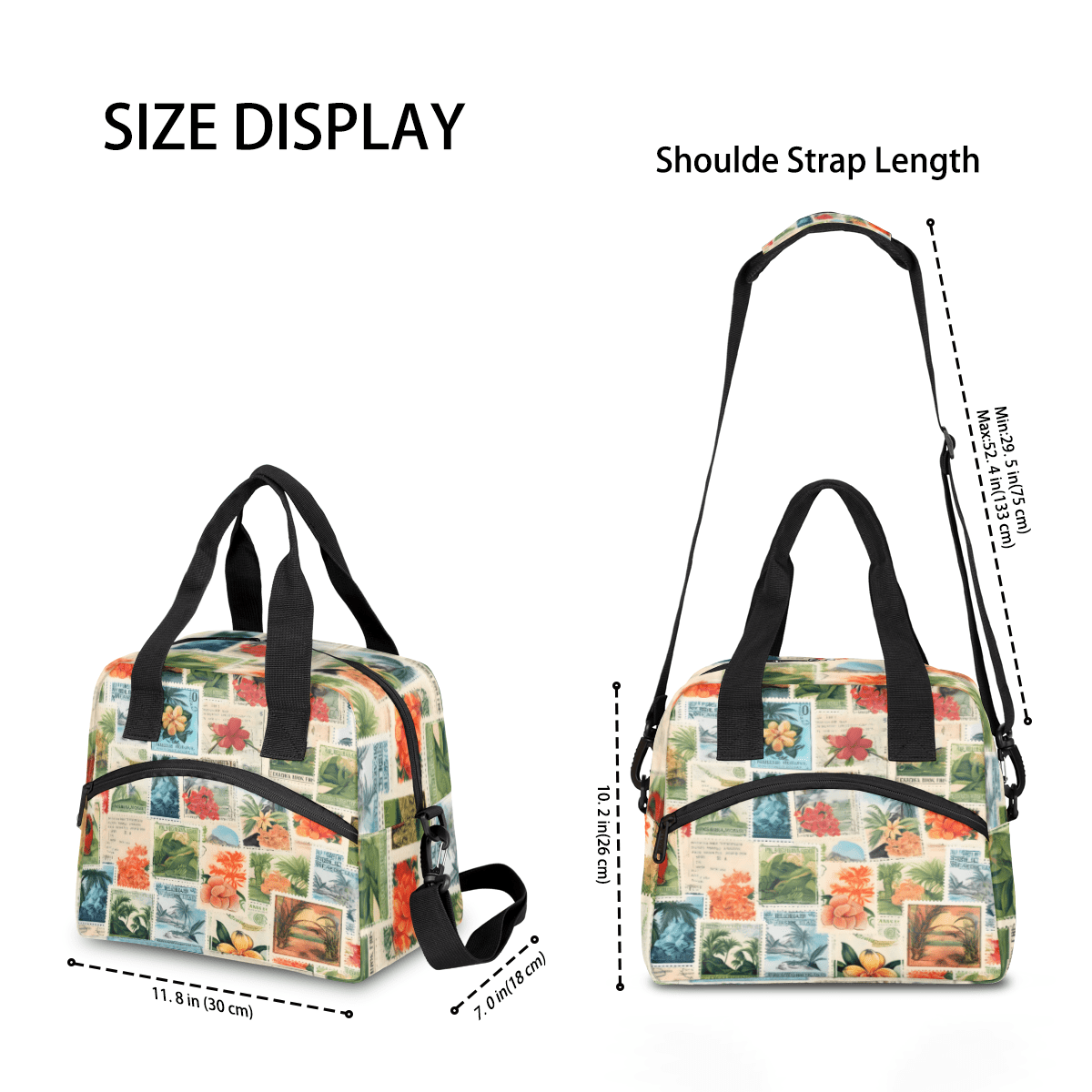 Herdesigns Tropical Beach Theme Insulated Lunch Bag for Women Men Adults Large Reusable Lunch Box Leakproof Portable Cooler Tote Bags with Adjustable Shoulder Strap