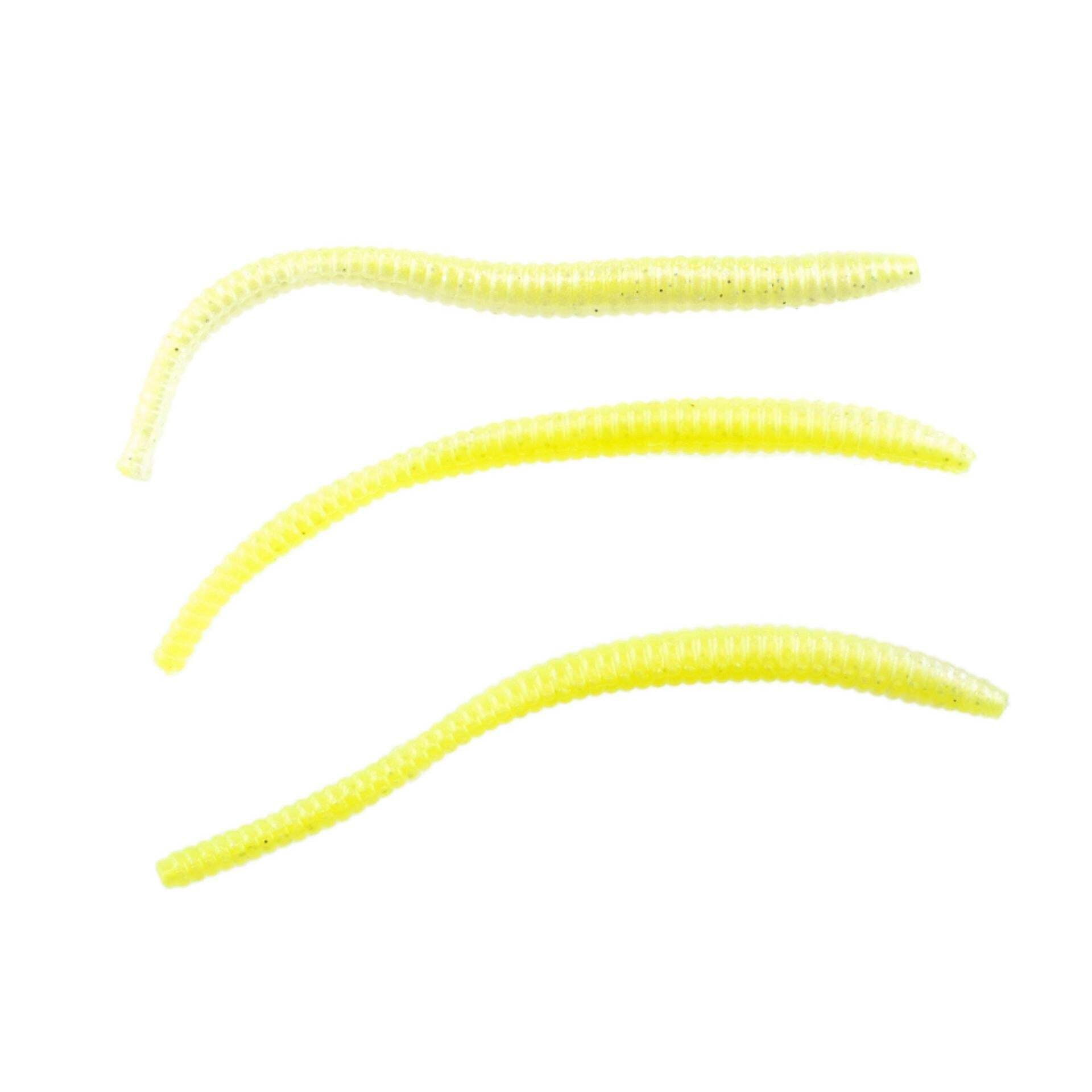 (2 pack) Berkley PowerBait Power Floating Trout Worm Fishing Bait, Chartreuse Shad, 3in | 8cm
