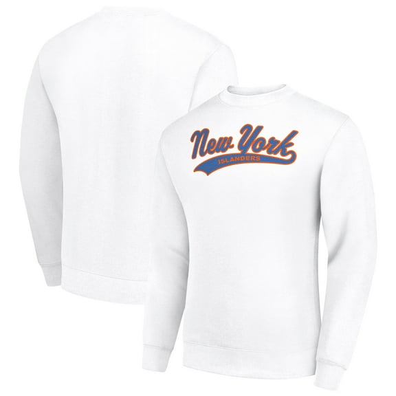Men's Starter  White New York Islanders Tailsweep City Pullover Sweatshirt