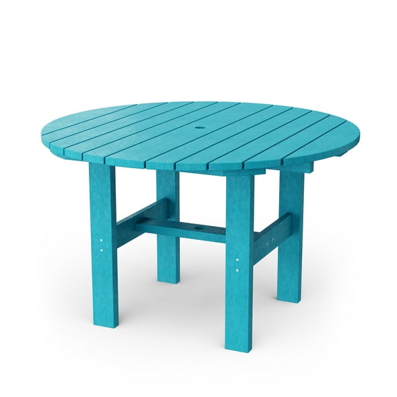 Wildridge Classic 46" Round Dining Table, Aruba Blue - Outdoor Weather Resistant Recycled Plastic Furniture for Patio