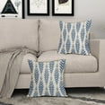 thumbnail image 3 of Blue Boho Pillow Covers 18x18 Set of 2 Bohemian Ethnic Geometric Herringbone Print Decorative Throw Pillows Outdoor Pillowcase Square Linen Farmhouse Cushion Case Decor for Couch Sofa Bed, 3 of 5