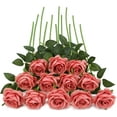 thumbnail image 4 of Red Fake Roses Artificial Flowers - 10 Pcs Fake Artificial Roses Silk Flowers with Stems for Home Wedding Hotel Office Centerpiece Decor, 4 of 5
