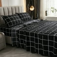 thumbnail image 6 of Move Over 4 Pieces Black Grid Sheets Twin Geometric Plaid Grid Pattern Bed Sheets Deep Pocket Fitted Sheet 100% Microfiber, 6 of 8