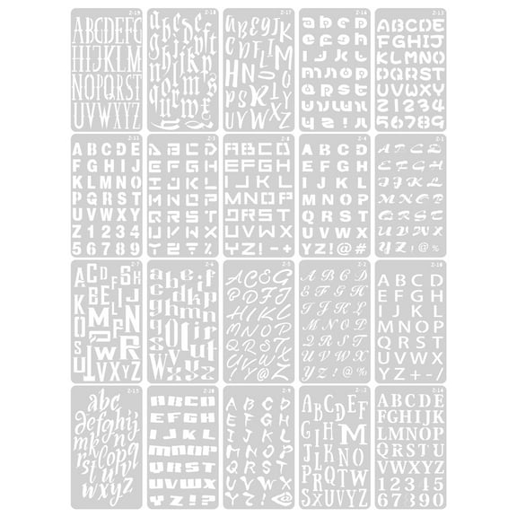 OUNONA 20-Pack Reusable Plastic Letter Stencils for Painting on Wood and Crafts, A6 Size, Alphabet Templates for Projects