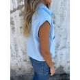 thumbnail image 7 of Linen Shirts for Women Button Down Shirts Cap Sleeve Cotton Collared V Neck Solid Casual Blouses with Pocket, 7 of 7