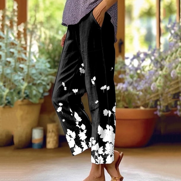 WILLBEST Pantalones Casuales para Mujer, Cómodos, Holgados y Cómodos, con Cintura Alta y Bolsillos para Uso Diario. Mediana