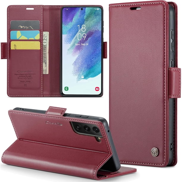 Funda tipo cartera para Samsung Galaxy S21 FE con tarjetero, función atril, bloqueo RFID, cierre magnético, protección a prueba de golpes, de piel sintética, para Samsung S21 FE