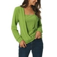thumbnail image 2 of Unique Bargains Women's Long Sleeve Square Neck Solid Color Fake Two-Piece Casual Top, 2 of 6