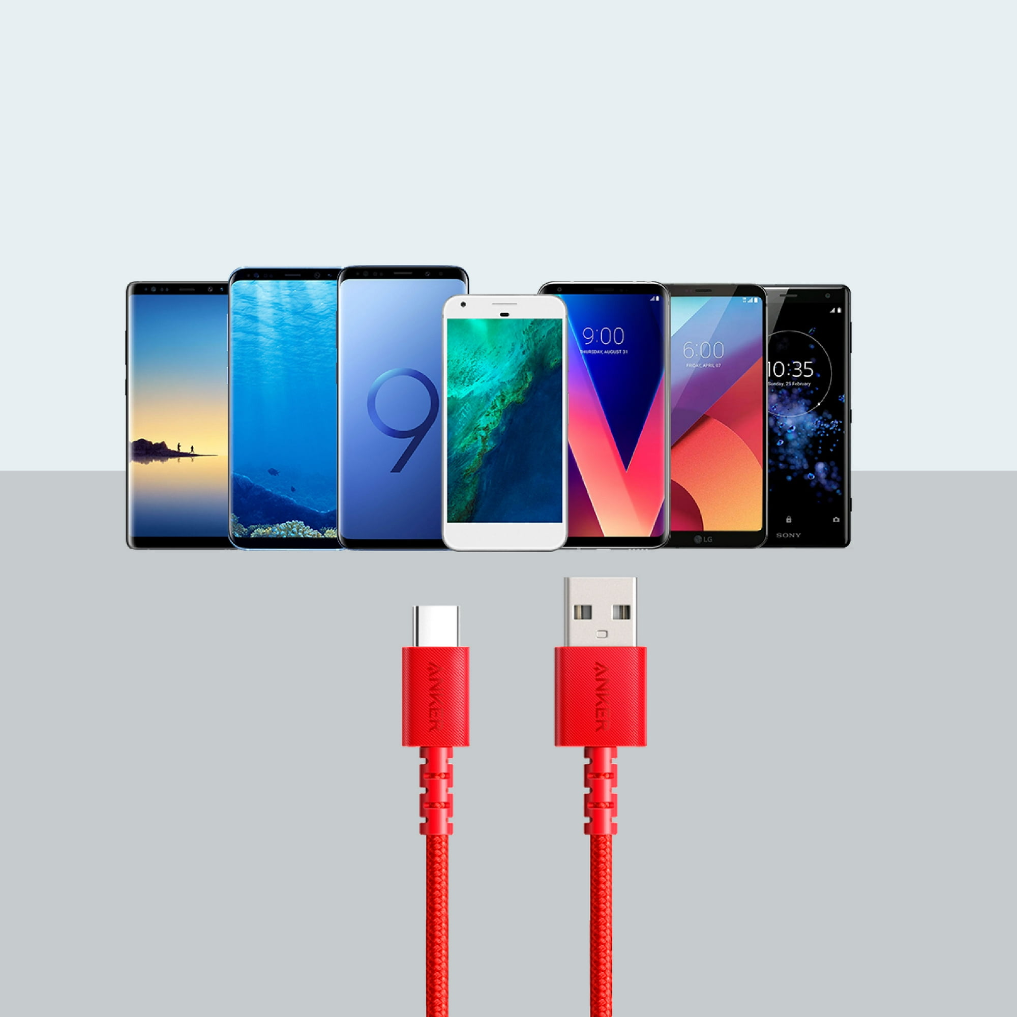 Anker PowerLine Select+ USB-C to USB 2.0 Cable (6ft), Red