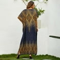 thumbnail image 4 of Birdeem Women Flare Sleeve V-Neck Long Robe Loose Beach Floral Printed Long Maxi Dress, 4 of 8