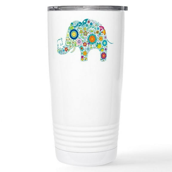 CafePress - Colorful Retro Flowers Stainless Steel Travel Mug - Insulated Stainless Steel Travel Tumbler 20 oz.