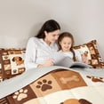 thumbnail image 4 of Homewish Rustic Dog Plaid Queen Comforter Set,Paws Bone Comforter Sets Queen,Brown,Light Gray Reversible,3-Piece,1 Comforter and 2 Pillowcases, 4 of 7