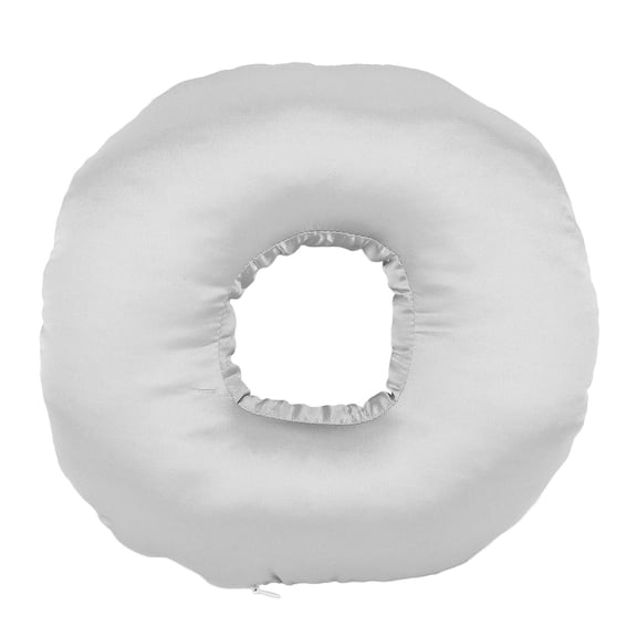 BOKYAN Silky Satin Ear Pillow – Donut‑Shaped Ear Guard for Side Sleepers, Earplug & Headphone Friendly, Silver Grey