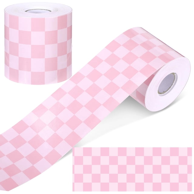 Tablón de anuncios Border Zonon, tablero de ajedrez, 65 pies, papel rosa