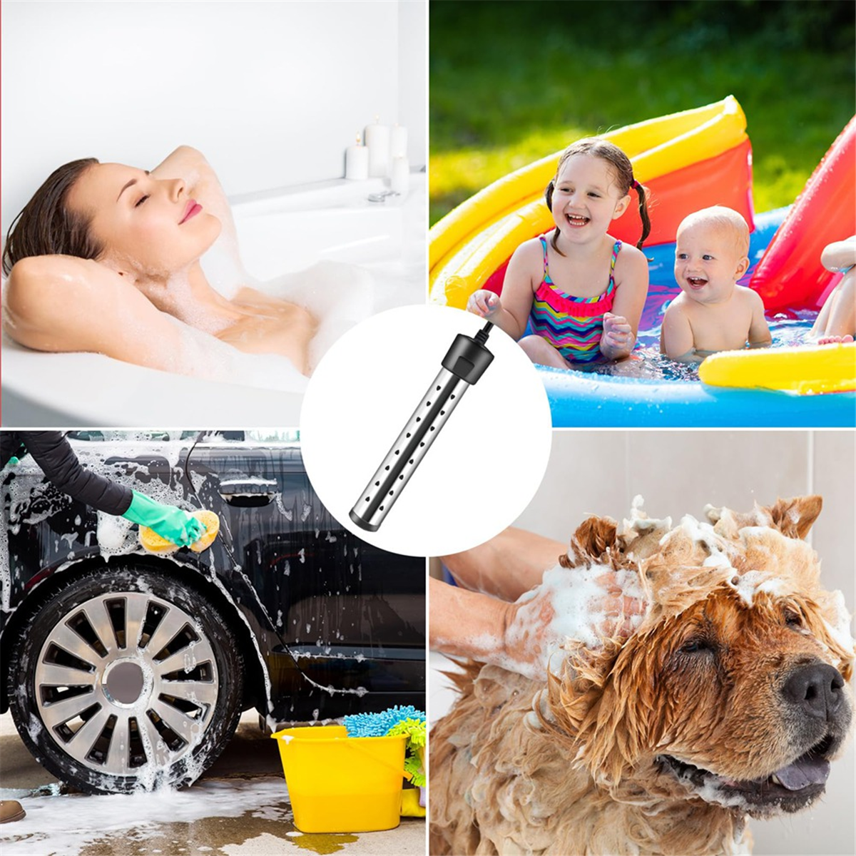 Immersion Water Heater,1500W Pool Heater with Switch Control,Bathtub Heater with Intelligent Temperature Control Us Plug