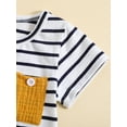 thumbnail image 6 of Bagilaanoe 2pcs Toddler Baby Boy Short Pants Set Short Sleeve Striped Print T Shirt Tops + Shorts 6M 12M 18M 24M 3T Kids Casual Summer Outfits, 6 of 9