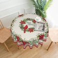 thumbnail image 3 of Red Bird Tablecloth Round 60 inch Red White Floral Tableccloth Merry Christmas Cloths Washable Banquet Tablecloth Winter Decorative Table Cover for Holiday Home Party Picnic Dinning, 3 of 6