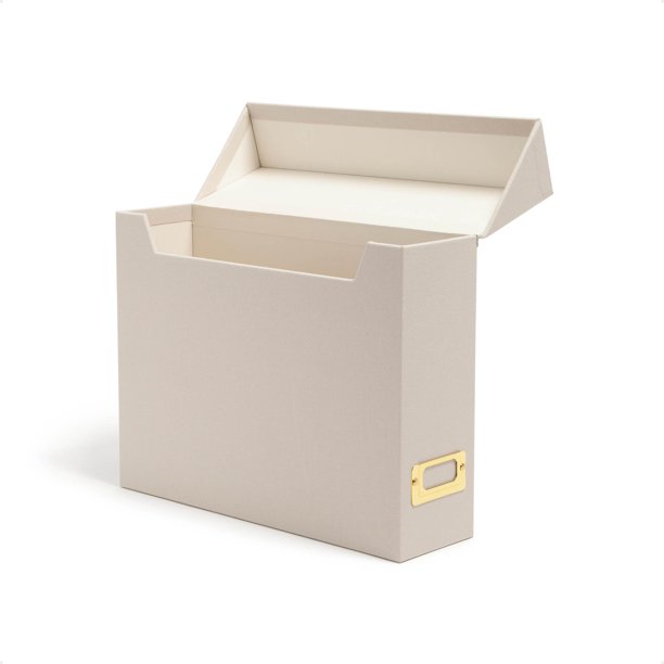 Caja de almacenamiento SMEAD, con tapa abatible, lino natural, color beige