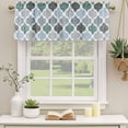 thumbnail image 3 of Green Grey Morocco Pattern Valances for Windows, Turquoise Modern Moroccan Geometric Light Filtering Kitchen Curtains, Rod Pocket Window Valance Curtains for Living Room Bedroom, 42"Wx12"L, 2 Panels, 3 of 9