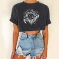 thumbnail image 2 of Outfmvch Crop Tops T Shirts for Women Sun and Moon print round neckline plunging vintage top T-shirt Shirts for Women Grey S, 2 of 3