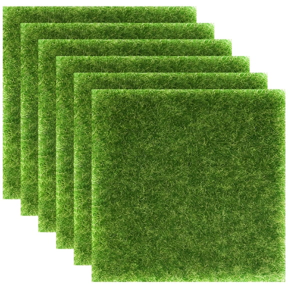ACDANC 6 Pcs Fake Grass Mini Grasses Lawn Compact Grass Pad Mini Lawn Square Multifunction PVC