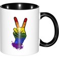 thumbnail image 2 of Pride Day Lgbt Gay Peace Love Coffee Mug Funny Novelty Ceramic Tea Cup Microwave Safe 11oz Office And Home Ideal Cup For Men Women, 2 of 8
