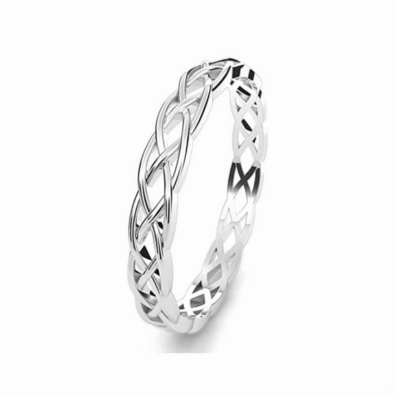 925 Sterling Silver Celtic Knot Eternity Band Ring, Simple Plain Band Minimalist Rings, Vintage Inspired Unisex Rings