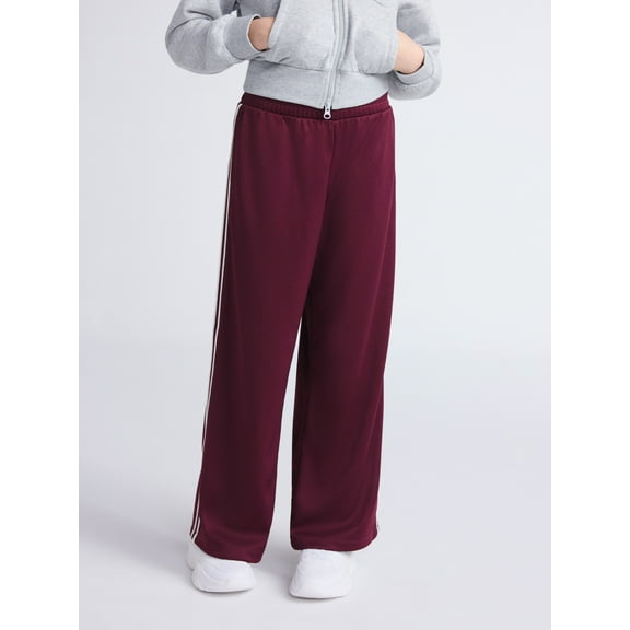 Weekend Academy Girls Wide Leg Track Pants with Side Stripes, Sizes 4-18