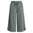 thumbnail image 4 of AHTJRT Women's Wide Leg Capri Pants Casual Active Yoga Leisure Capris Drawstring Elastic Waist Loose Fit Summer Spring Pants with Pockets Gray XL, 4 of 6