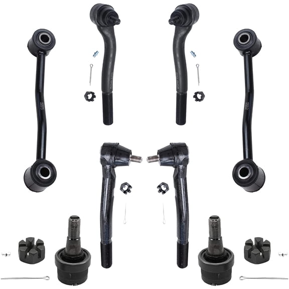 Detroit Axle - 8pc Front Suspension Kit for 99-04 Jeep Grand Cherokee, Stabilizer Sway Bars Tie Rod Ends Lower Ball Joints 1999 2000 2001 2002 2003 2004 Replacement