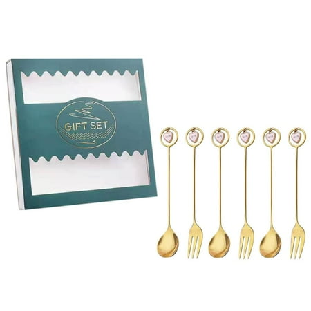 

Holiday Deals! Uhuya 6Pcs Christmas Stainless Steel Spoon Fork Coffee Stirring Spoons Dessert Forks Christmas Gifts Box Set Ornaments Decor A