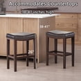 thumbnail image 3 of Saddle Seat Counter Stool,Bar Stools Set of 2,Modern Rivet Design Upholstered Kitchen Bar Stool, PU Leather Saddle Stools for Kitchen Island, Brown, 3 of 6