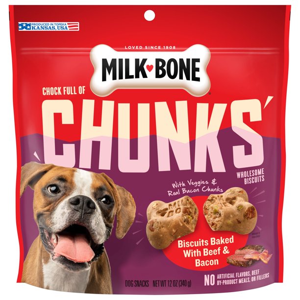 MilkBone Chock Full of Chunks With Beef and Bacon Dog Treats, 12 Ounce