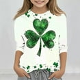 thumbnail image 2 of YABCSAZ Lucky Irish Shirts Boys Girls St. Patrick's Day Shirts 3/4 Sleeve Tops Girls Shamrock Clover Printed Sirts Round Neck Blouse Tops Pullover Funny Ugly Sweatshirts Size 4 Years, 2 of 5