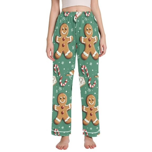 FORMRS Women's Pajama Pants with Pockets Soft Comfy Loungewear Sleep Bottom, Sizes S-2XL, Christmas Gingerbread